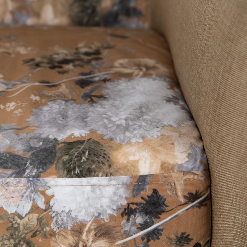 Clayre & Eef 50711 Fauteuil Met Armleuning 75x71x71 Cm Geel Groen Hout Woonkamer Stoel