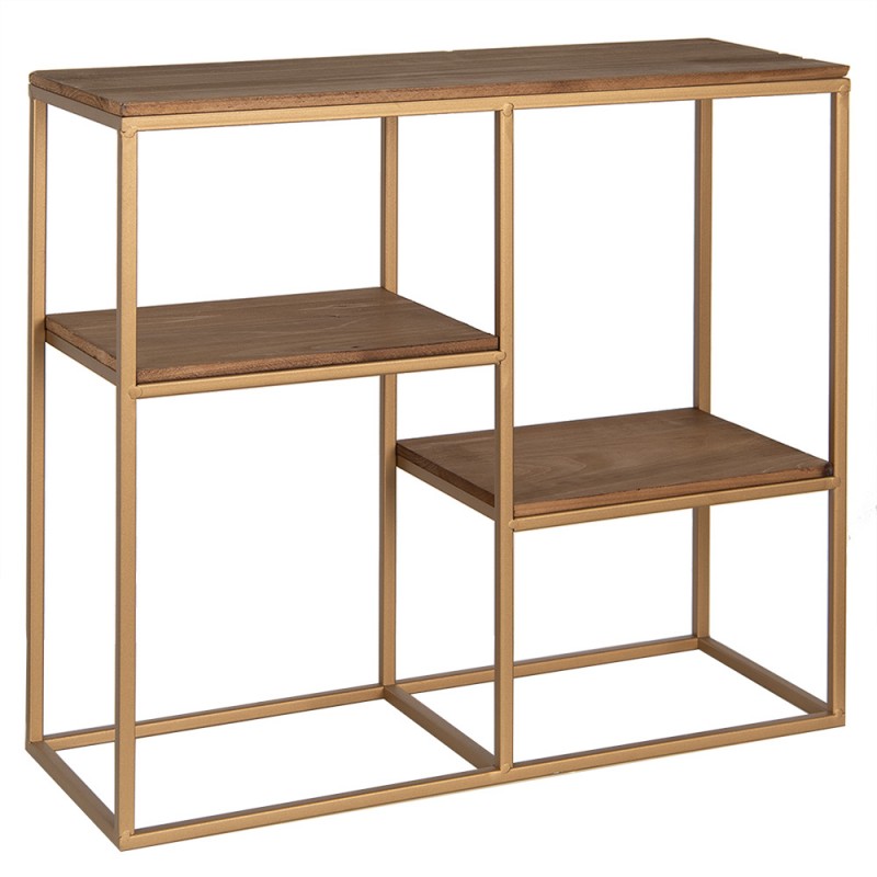 Clayre & Eef 50744 Wandrek 49 Cm Goudkleurig Bruin Hout Rechthoek Muurrek