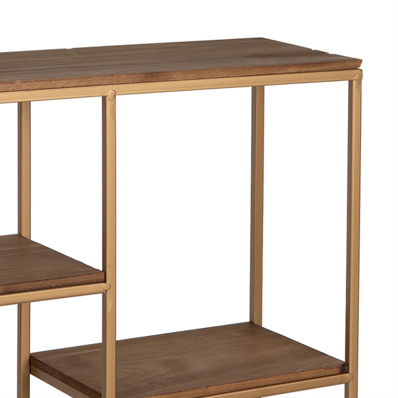 Clayre & Eef 50744 Wandrek 49 Cm Goudkleurig Bruin Hout Rechthoek Muurrek