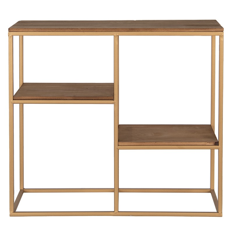 clayre & eef 50744 Wandrek 49 cm Goudkleurig Bruin Hout Rechthoek Muurrek