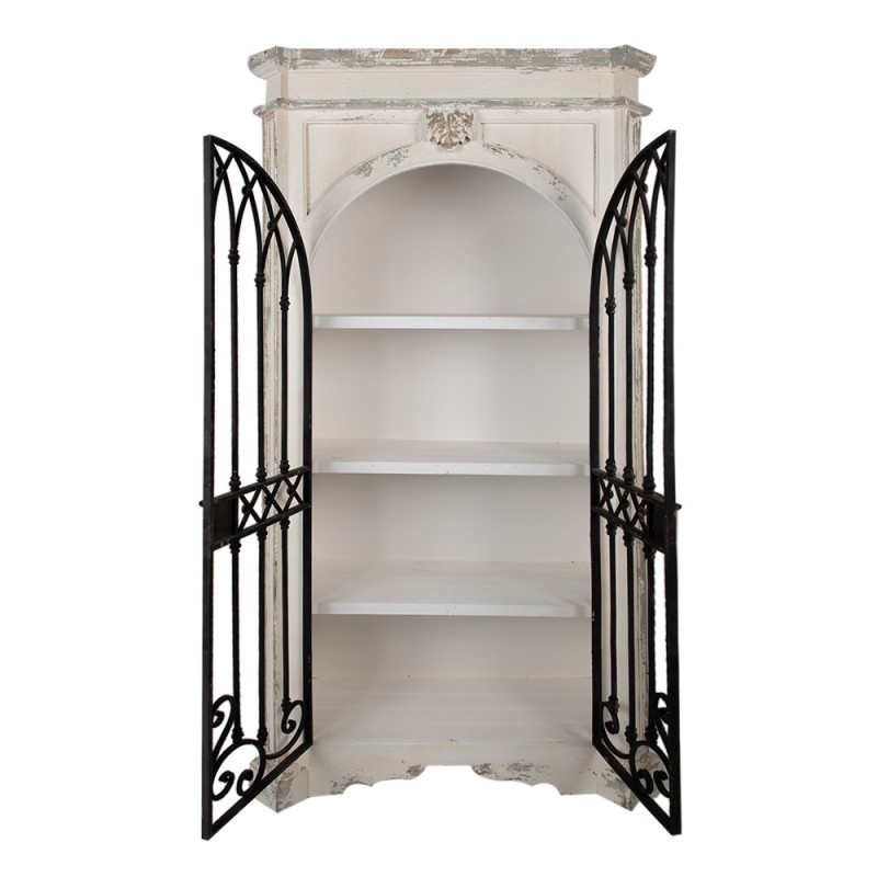 Clayre & Eef 50754 Kast 102x42x190 Cm Beige Zwart Hout Opbergkast