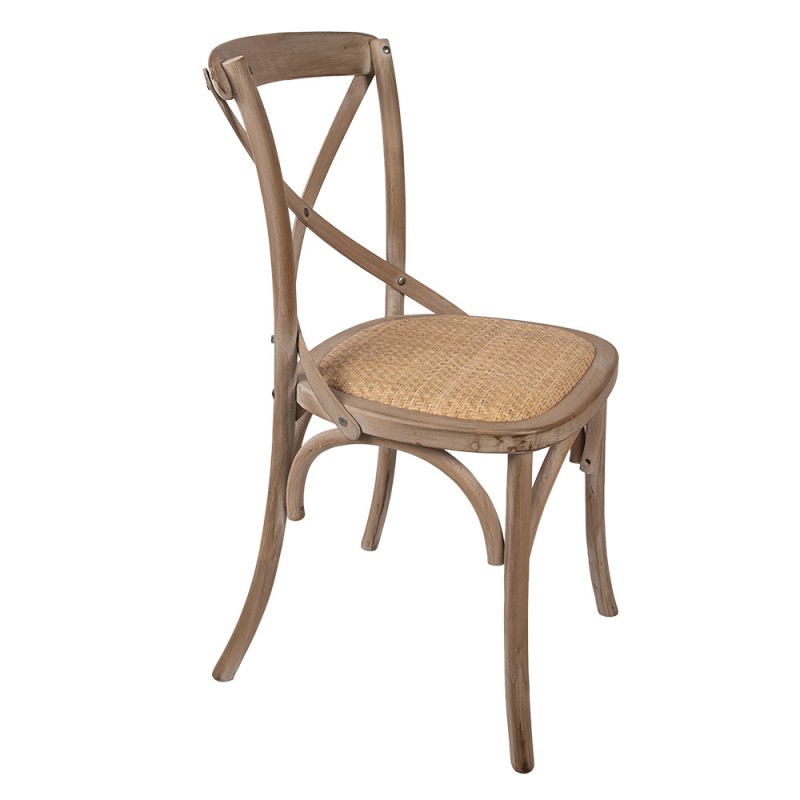 Clayre & Eef 50792 Eetkamerstoel 44x42x88 Cm Bruin Hout