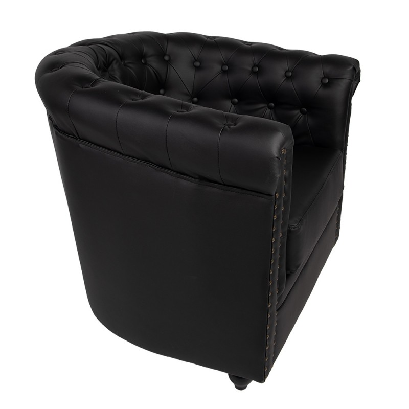 Clayre & Eef 50801 Fauteuil Met Armleuning 80x75x72 Cm Zwart Kunstleer