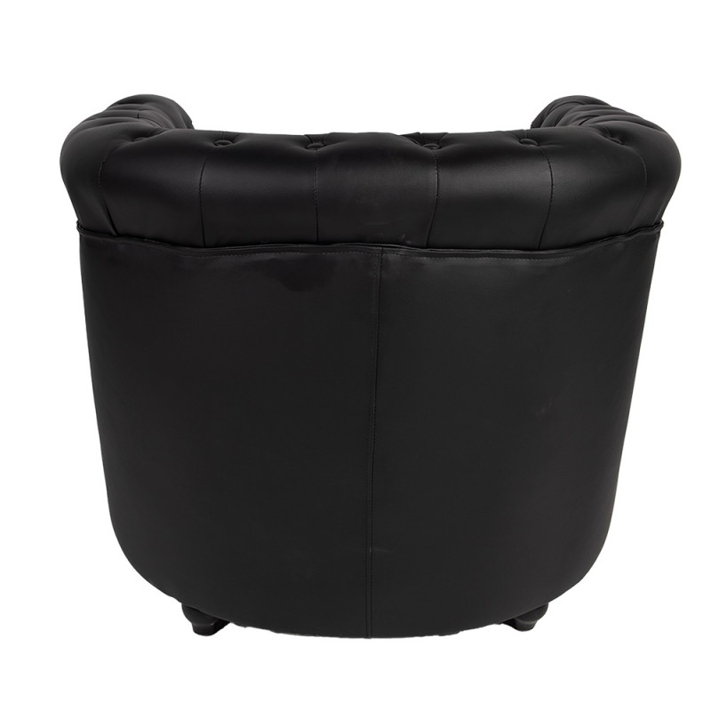 Clayre & Eef 50801 Fauteuil Met Armleuning 80x75x72 Cm Zwart Kunstleer