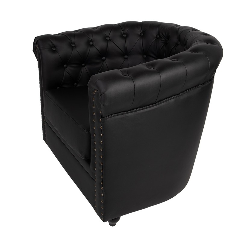 Clayre & Eef 50801 Fauteuil Met Armleuning 80x75x72 Cm Zwart Kunstleer