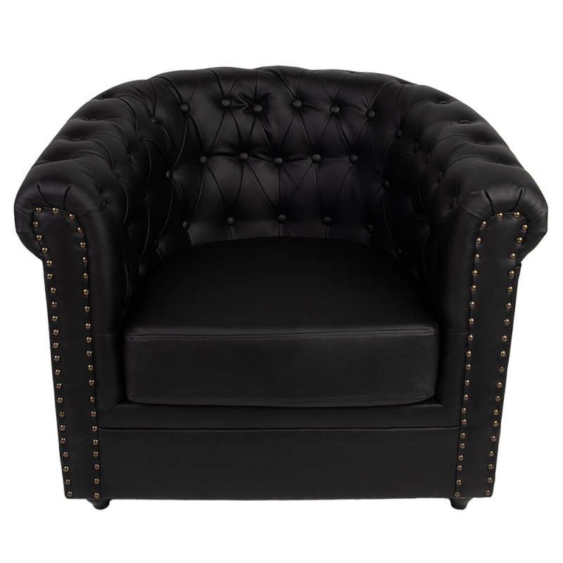 clayre & eef 50801 Fauteuil met Armleuning 80x75x72 cm Zwart Kunstleer