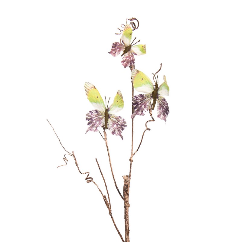 Clayre & Eef 50806 Decoratie Tak 85 Cm Groen Metaal Vlinders