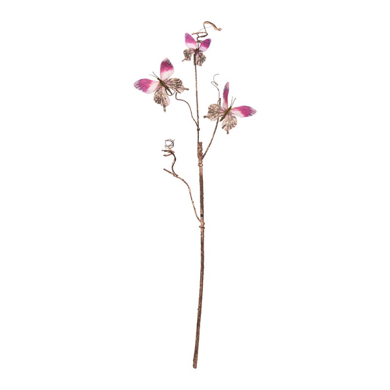 Clayre & Eef 50808 Decoratie Tak 85 Cm Roze Metaal Vlinders