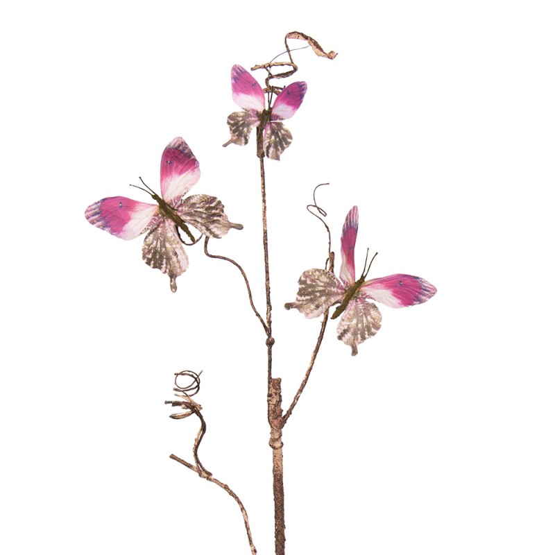 clayre & eef 50808 Decoratie Tak 85 cm Roze Metaal Vlinders