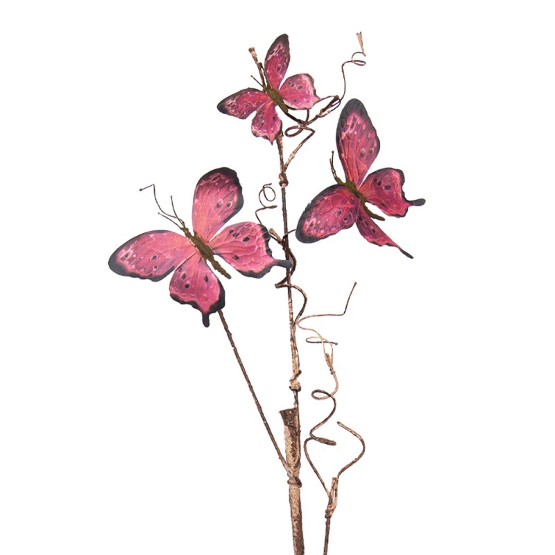 clayre & eef 50810 Decoratie Tak 85cm Roze Metaal Vlinders