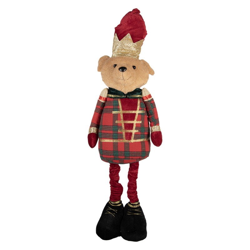 Clayre & Eef 50826 Kerstdecoratie Beeld Beer 25x15x60 Cm Bruin Textiel