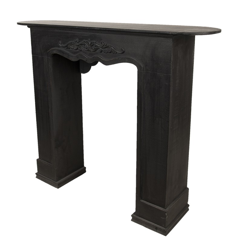 Clayre & Eef 5H0380Z Schouw 125x28x101 Cm Zwart Hout Rechthoek Schoorsteenmantel