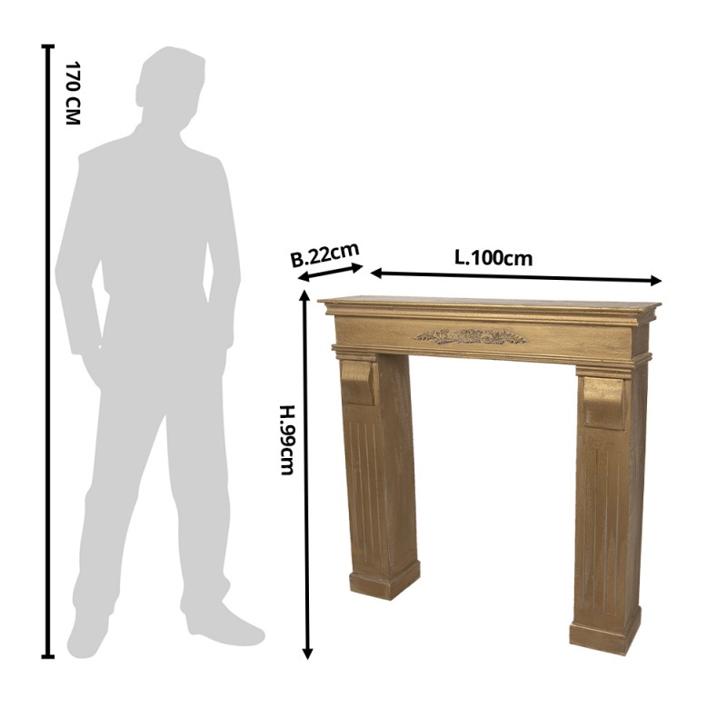 Clayre & Eef 5H0381GO Schouw 100x22x99 Cm Goudkleurig Hout Rechthoek Schoorsteenmantel