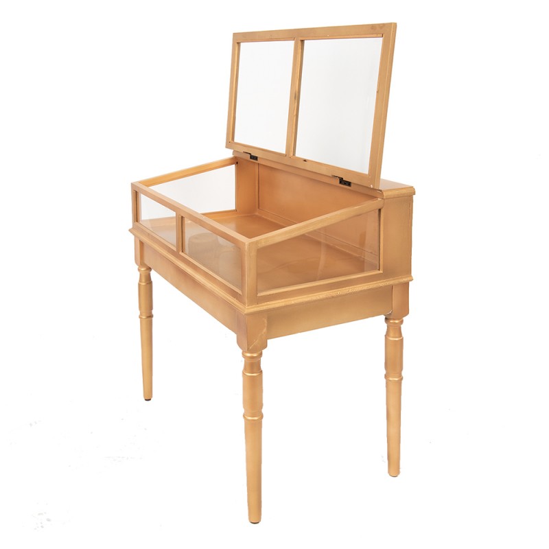 Clayre & Eef 5H0415GO Vitrinekast 80x46x85 Cm Goudkleurig Hout Kastje