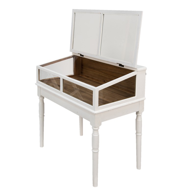 Clayre & Eef 5H0415W Vitrinekast 80x46x85 Cm Wit Hout Kastje