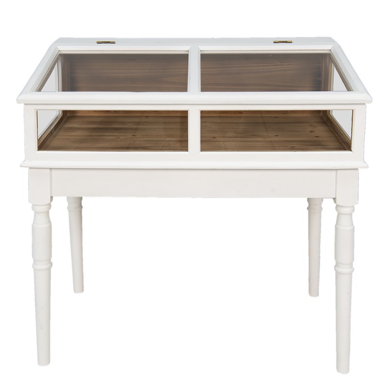 Clayre & Eef 5H0415W Vitrinekast 80x46x85 Cm Wit Hout Kastje