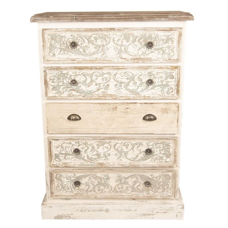 clayre & eef 5H0426 Dressoir 85x36x120 cm Wit Hout Rechthoek Ladekast