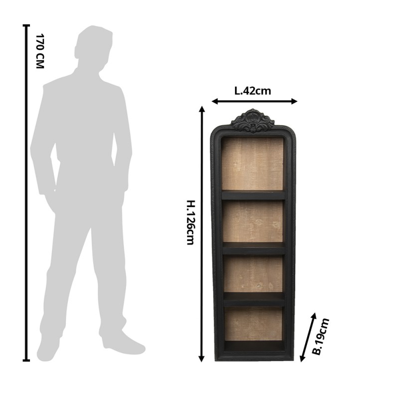 Clayre & Eef 5H0436 Wandrek 42x19x126 Cm Zwart Hout Rechthoek Muurrek