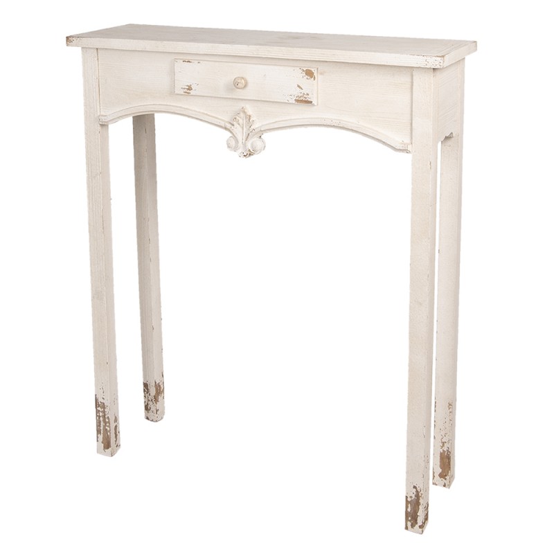 Clayre & Eef 5H0441 Sidetable 89x28x106 Cm Wit Hout Rechthoek Wandtafel