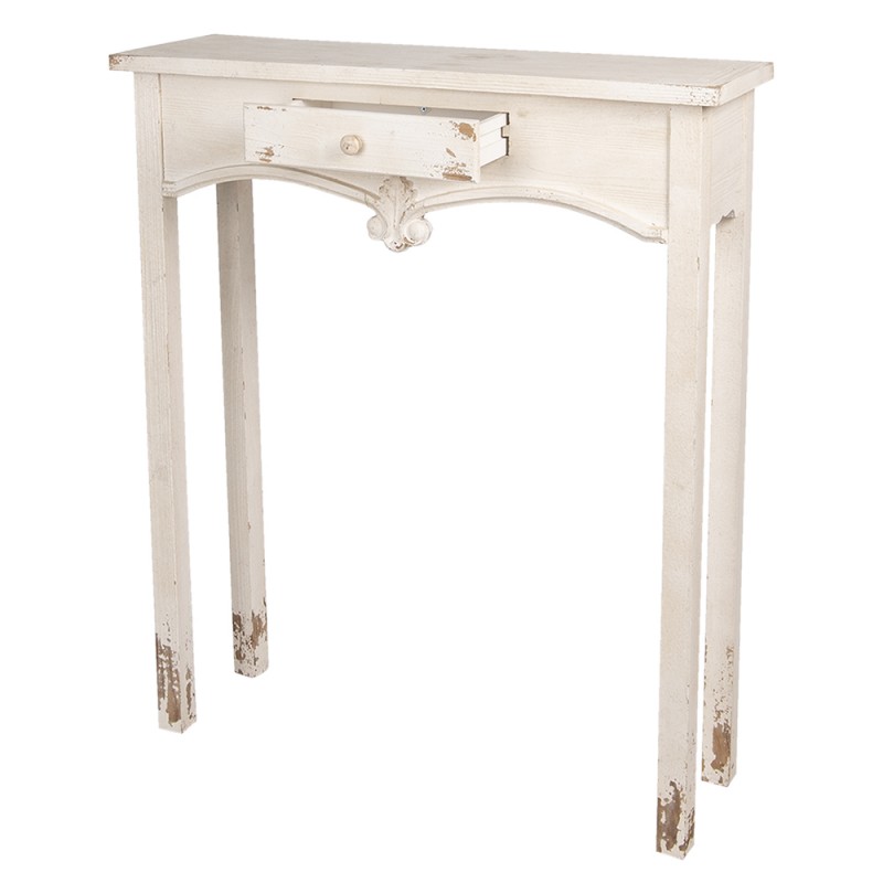 Clayre & Eef 5H0441 Sidetable 89x28x106 Cm Wit Hout Rechthoek Wandtafel