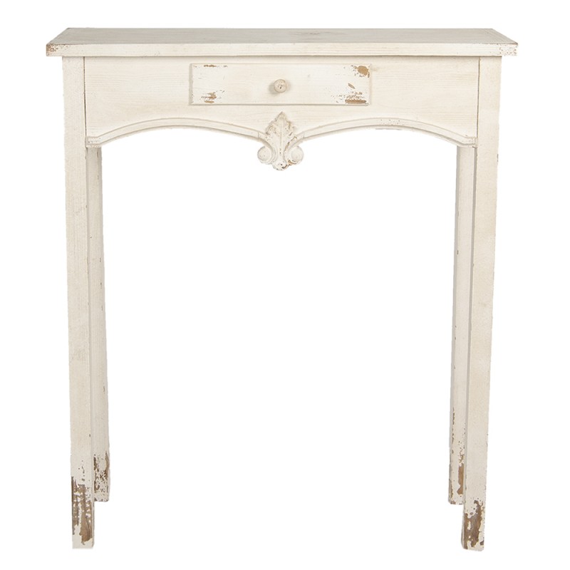 Clayre & Eef 5H0441 Sidetable 89x28x106 Cm Wit Hout Rechthoek Wandtafel
