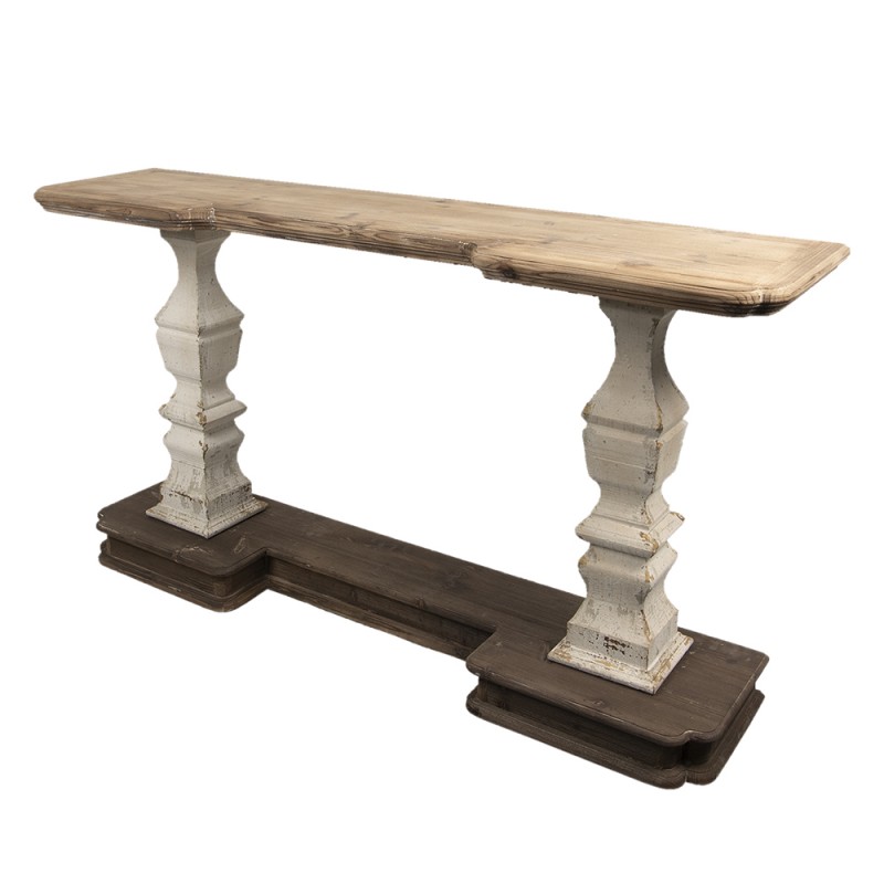 Clayre & Eef 5H0448 Sidetable 157x40x86 Cm Bruin Beige Hout Rechthoek Wandtafel