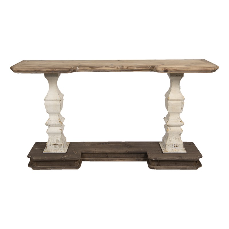 Clayre & Eef 5H0448 Sidetable 157x40x86 Cm Bruin Beige Hout Rechthoek Wandtafel