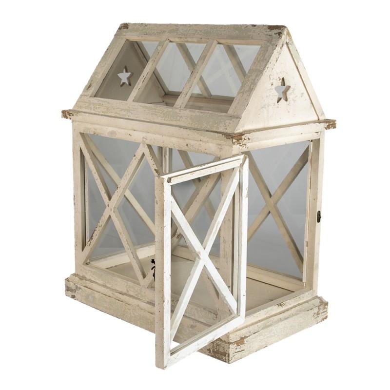 Clayre & Eef 5H0466 Decoratie Kweekkastje 54x35x66 Cm Wit Hout Rechthoek