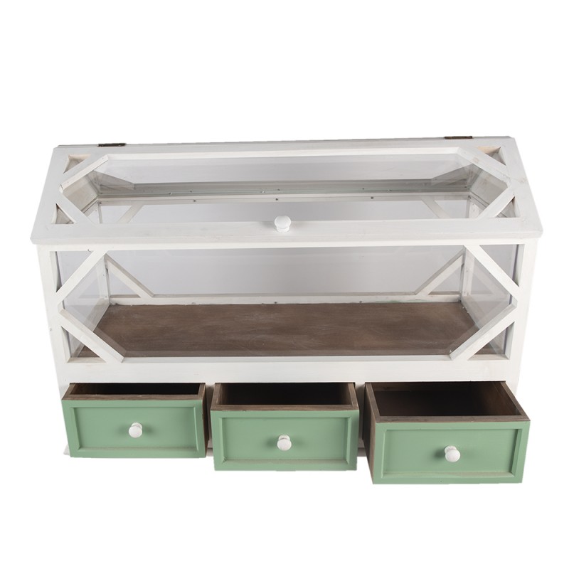 Clayre & Eef 5H0471 Decoratie Kweekkastje 76x33x51 Cm Wit Groen Hout Rechthoek Kweekkas