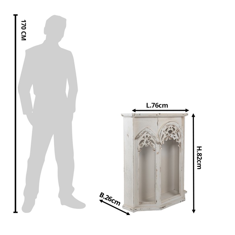 Clayre & Eef 5H0526 Wandkast 76x26x82 Cm Wit Hout Opbergkast