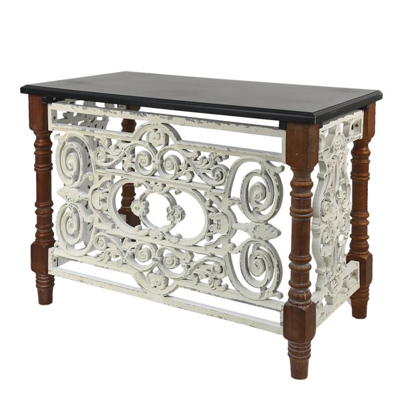 Clayre & Eef 5H0528 Sidetable 101x55x79 Cm Bruin Wit Hout Rechthoek Wandtafel