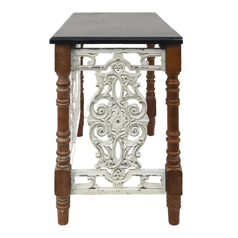 Clayre & Eef 5H0528 Sidetable 101x55x79 Cm Bruin Wit Hout Rechthoek Wandtafel