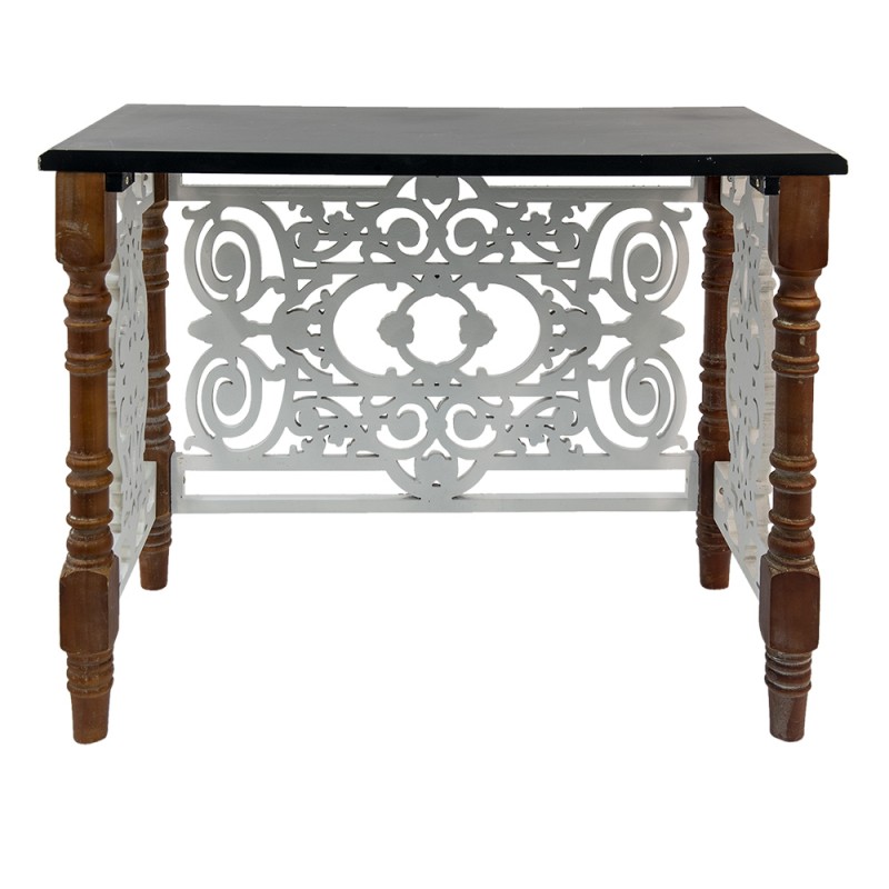 Clayre & Eef 5H0528 Sidetable 101x55x79 Cm Bruin Wit Hout Rechthoek Wandtafel