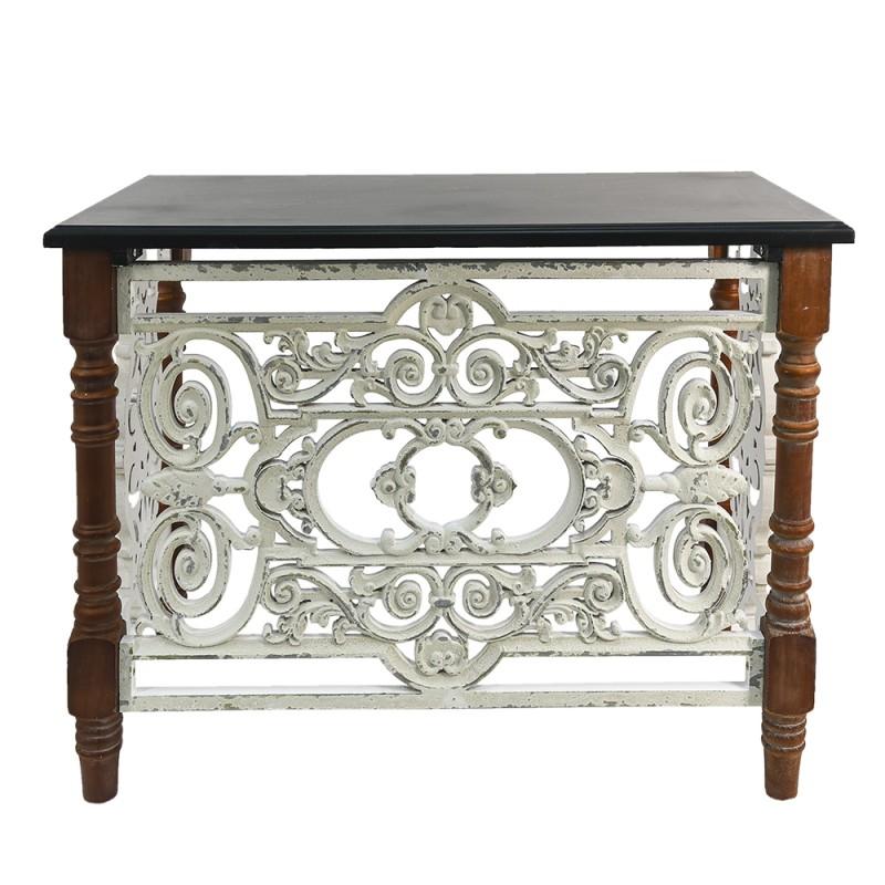 clayre & eef 5H0528 Sidetable 101x55x79 cm Bruin Wit Hout Rechthoek Wandtafel