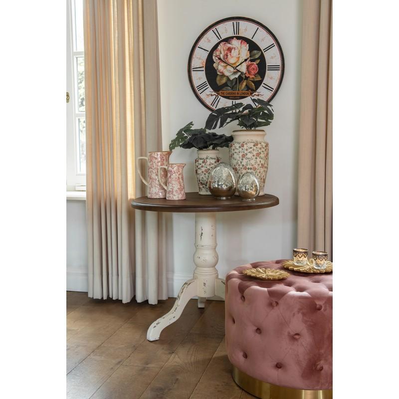 Clayre & Eef 5H0536 Sidetable Ø 80x72 Cm Bruin Hout Rond Wandtafel