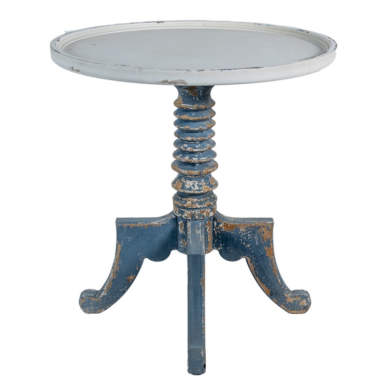 Clayre & Eef 5H0540 Bijzettafel Ø 70x77 Cm Wit Hout Sidetable