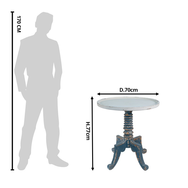 Clayre & Eef 5H0540 Bijzettafel Ø 70x77 Cm Wit Hout Sidetable