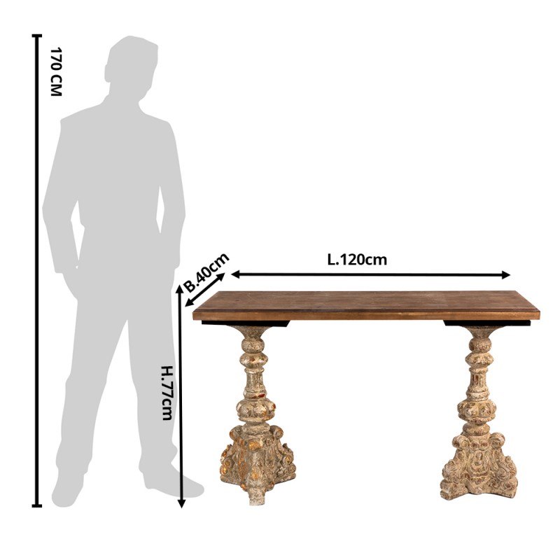Clayre & Eef 5H0540 Bijzettafel Ø 70x77 Cm Wit Hout Sidetable