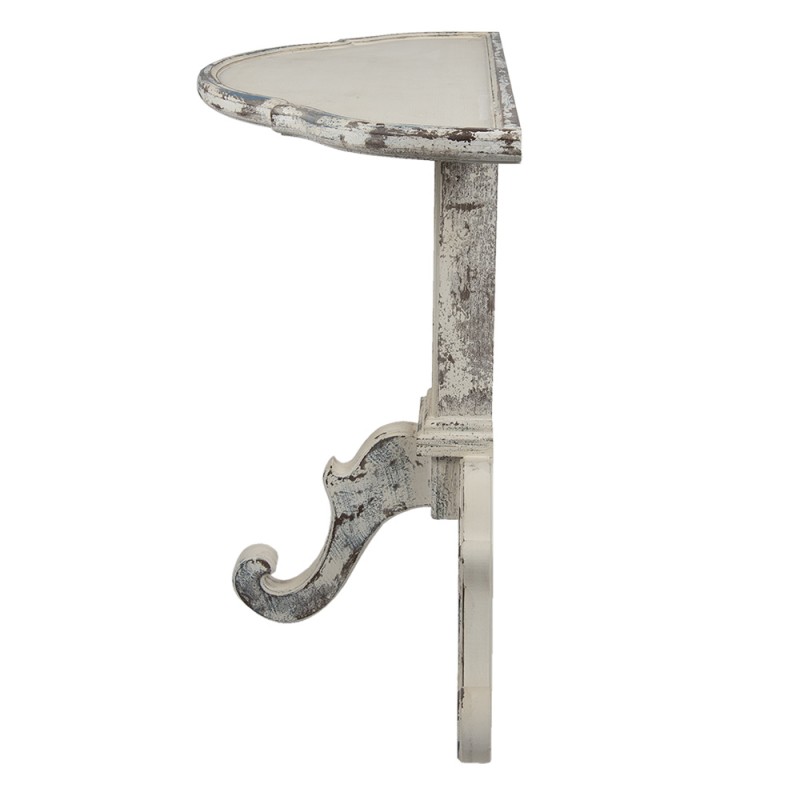 Clayre & Eef 5H0542 Sidetable 100x42x84 Cm Wit Beige Hout Wandtafel