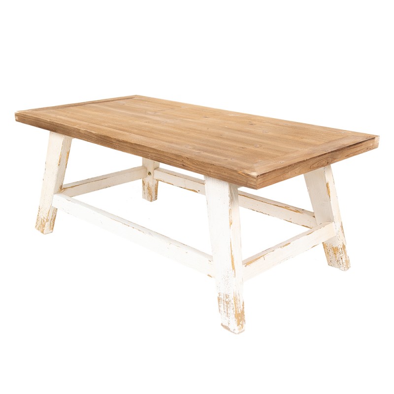 Clayre & Eef 5H0561 Salontafel 120x60x48 Cm Wit Bruin Hout Bijzettafel