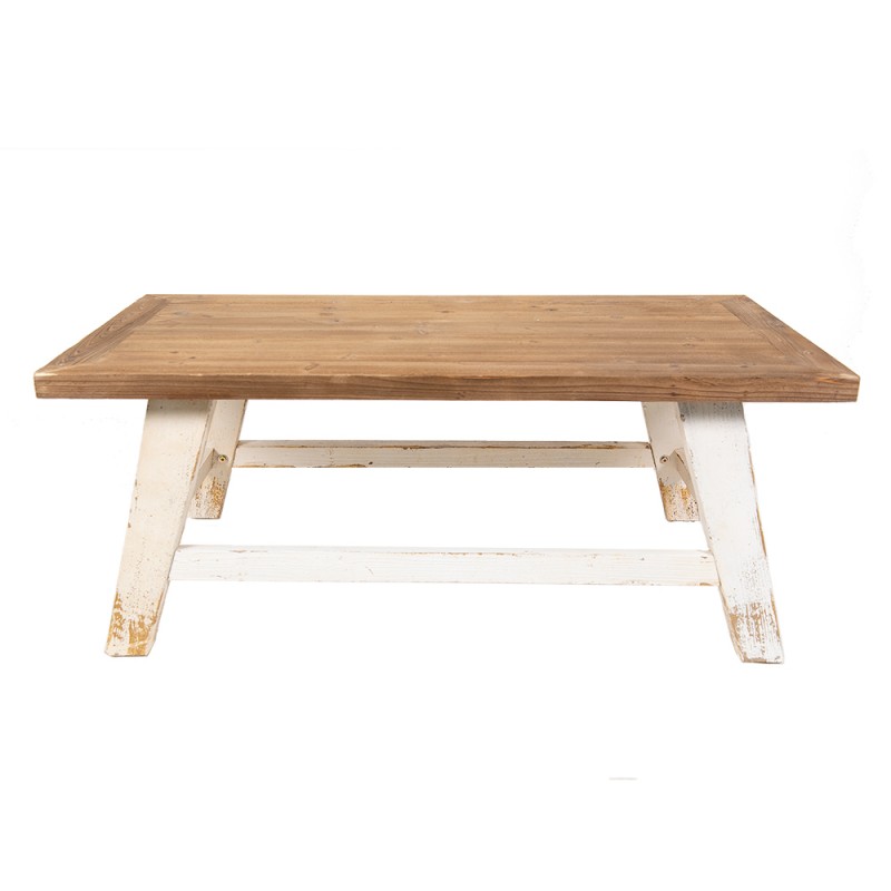 Clayre & Eef 5H0561 Salontafel 120x60x48 Cm Wit Bruin Hout Bijzettafel