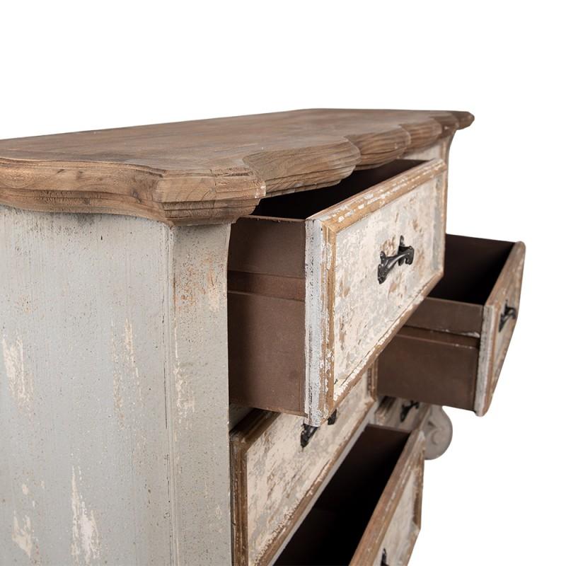 Clayre & Eef 5H0562 Dressoir 135x41x89 Cm Beige Grijs Hout Ladekast