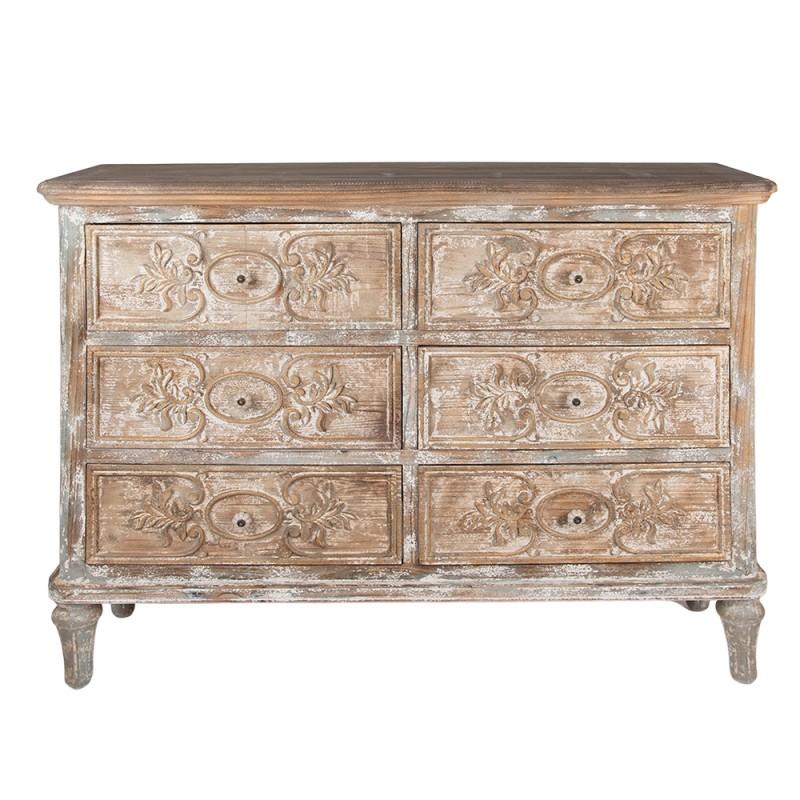 clayre & eef 5H0568 Dressoir 141x40x105 cm Beige Grijs Hout Rechthoek Ladekast