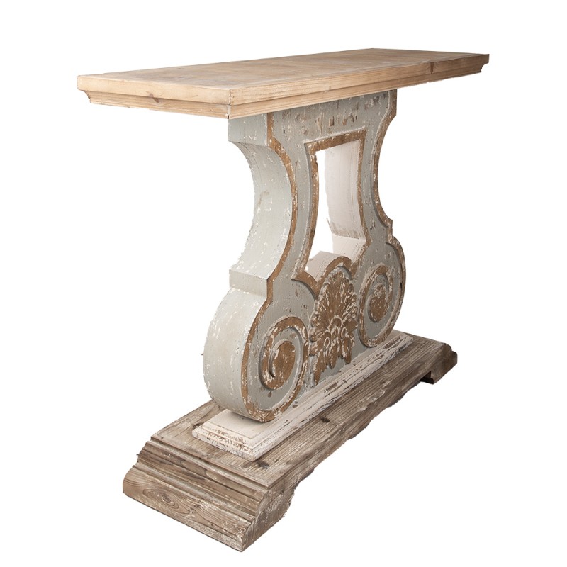 Clayre & Eef 5H0570 Sidetable 121x40x99 Cm Beige Grijs Hout Wandtafel