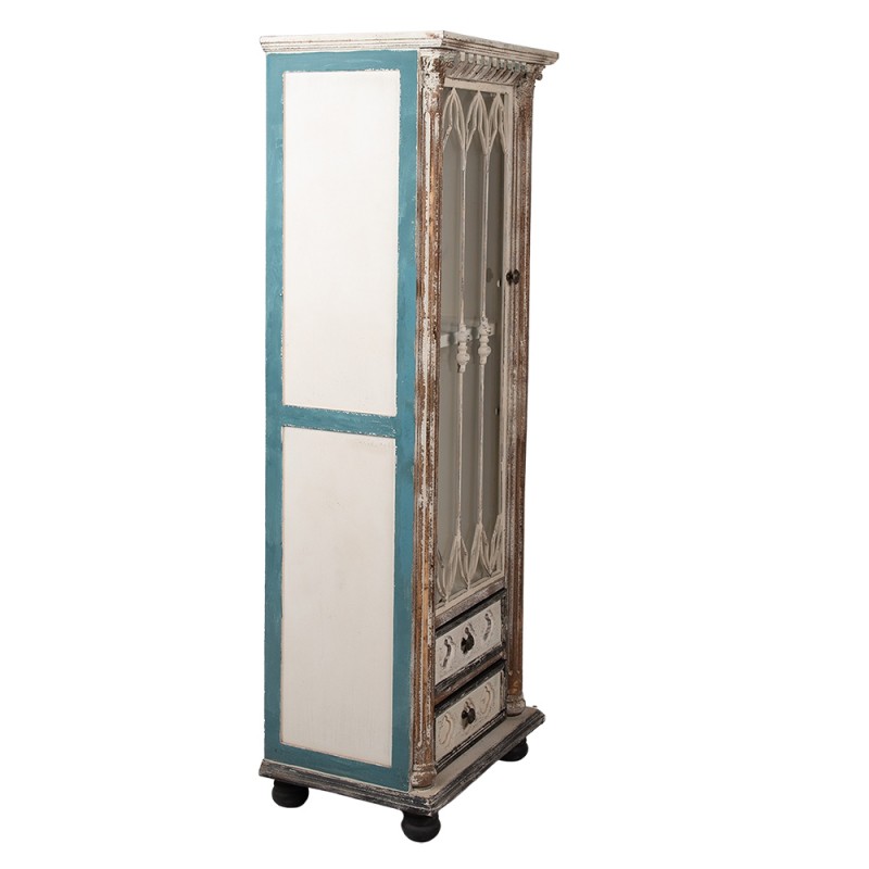 Clayre & Eef 5H0605 Vitrinekast 49x35x135 Cm Bruin Beige Hout Opbergkast