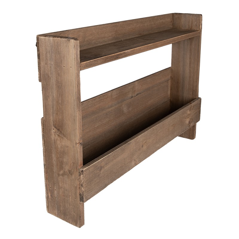Clayre & Eef 5H0641 Wandrek 60x12x42 Cm Bruin Hout Muurrek