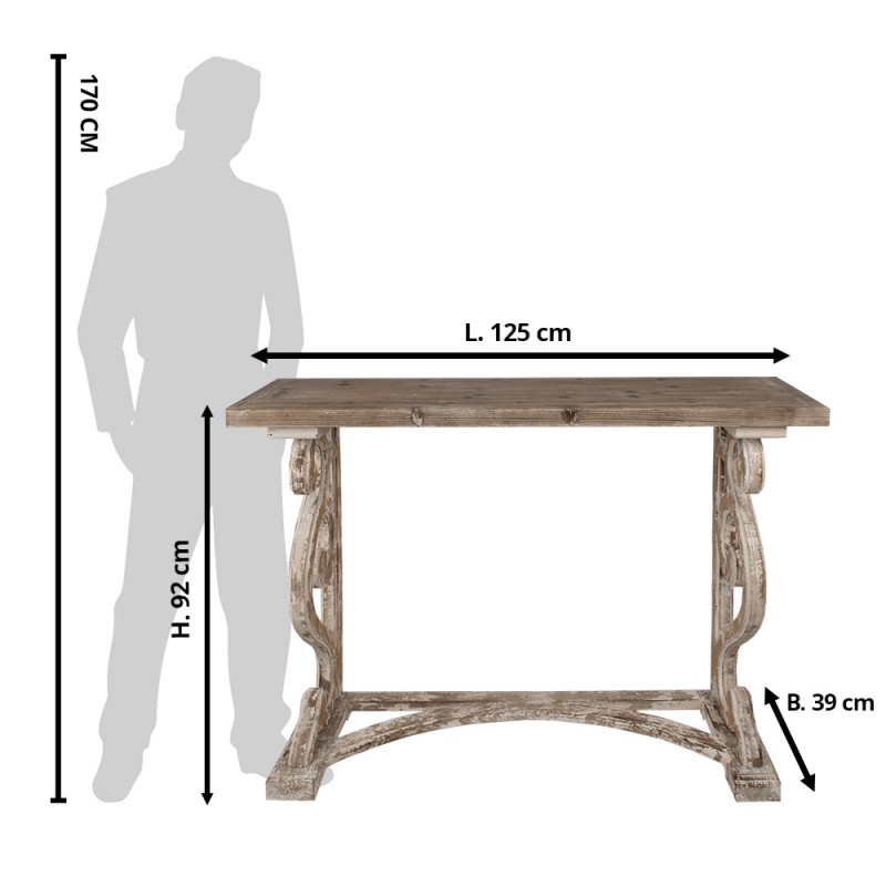 Clayre & Eef 5H0653 Sidetable 125x39x92 Cm Bruin Hout Wandtafel
