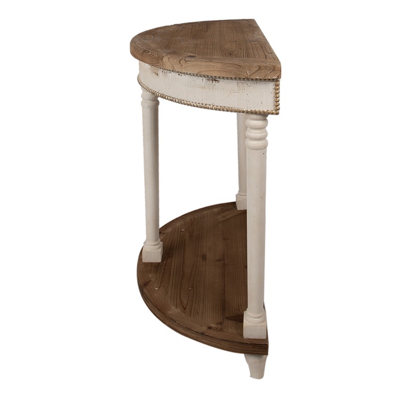 Clayre & Eef 5H0672 Sidetable 83x40x87 Cm Beige Bruin Hout Halfrond Wandtafel