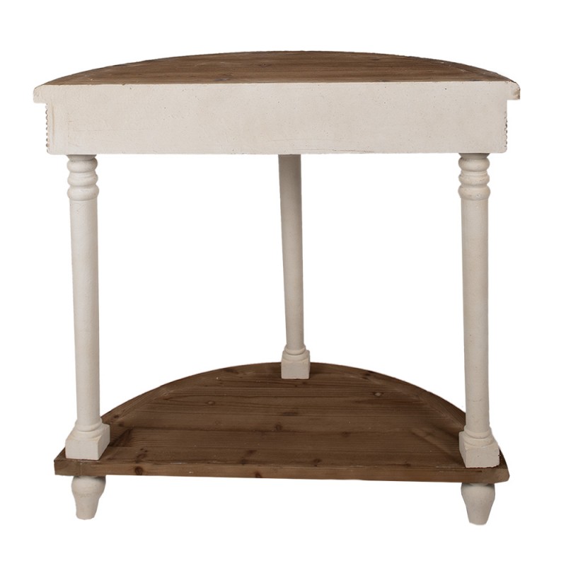 Clayre & Eef 5H0672 Sidetable 83x40x87 Cm Beige Bruin Hout Halfrond Wandtafel