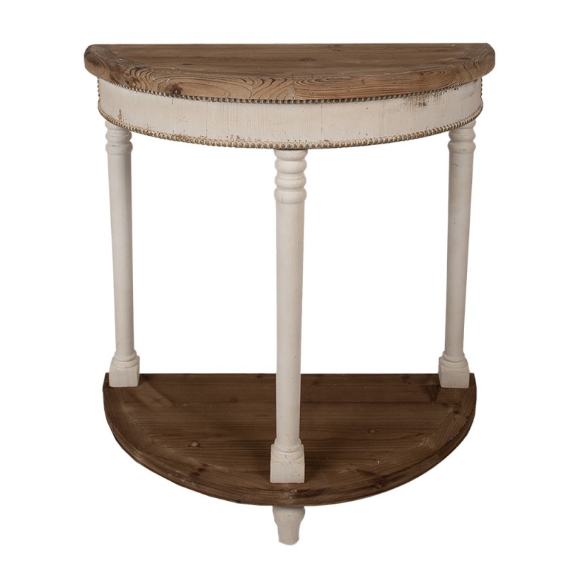 clayre & eef 5H0672 Sidetable 83x40x87 cm Beige Bruin Hout Halfrond Wandtafel